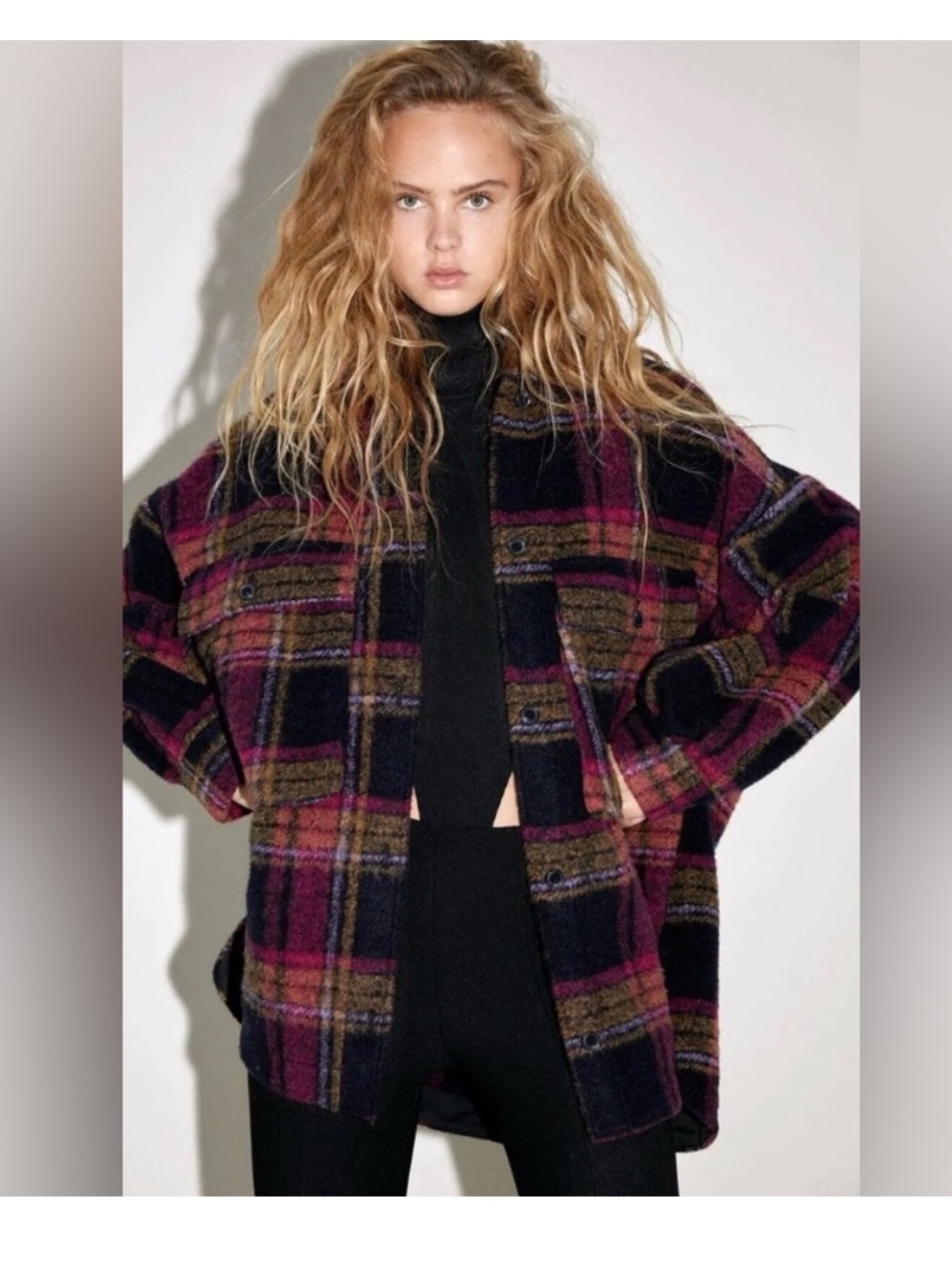 Zara Plaid Utility Jacket - Black, Burgundy & Olive